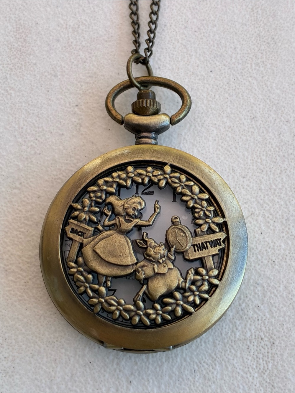 Disney Alice In Wonderland Pocket Watch Necklace